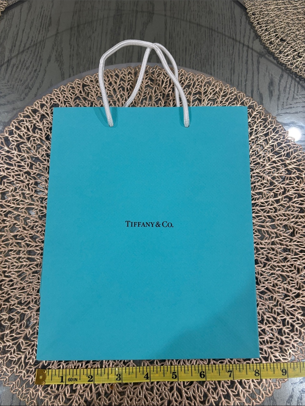 Tiffany & Co. Blue Gift bag with White Rope Handles. 8X10- New
